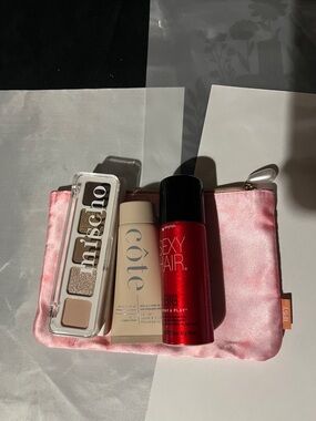 Small hair Spray, Nude Eyeshadow Palette -and cote hand lotion